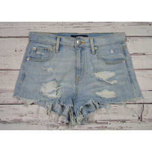 Aero High Rise Shorty Jean Shorts Women's Juniors Size 0 Distressed Pre-Owned